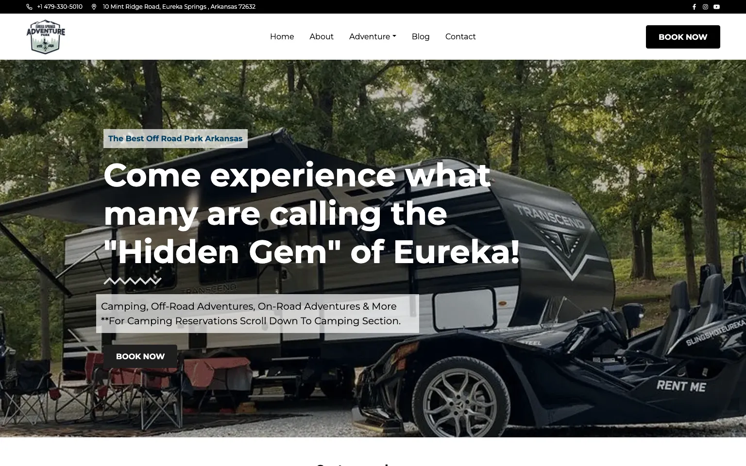 Eureka Springs Adventure Park website screenshot