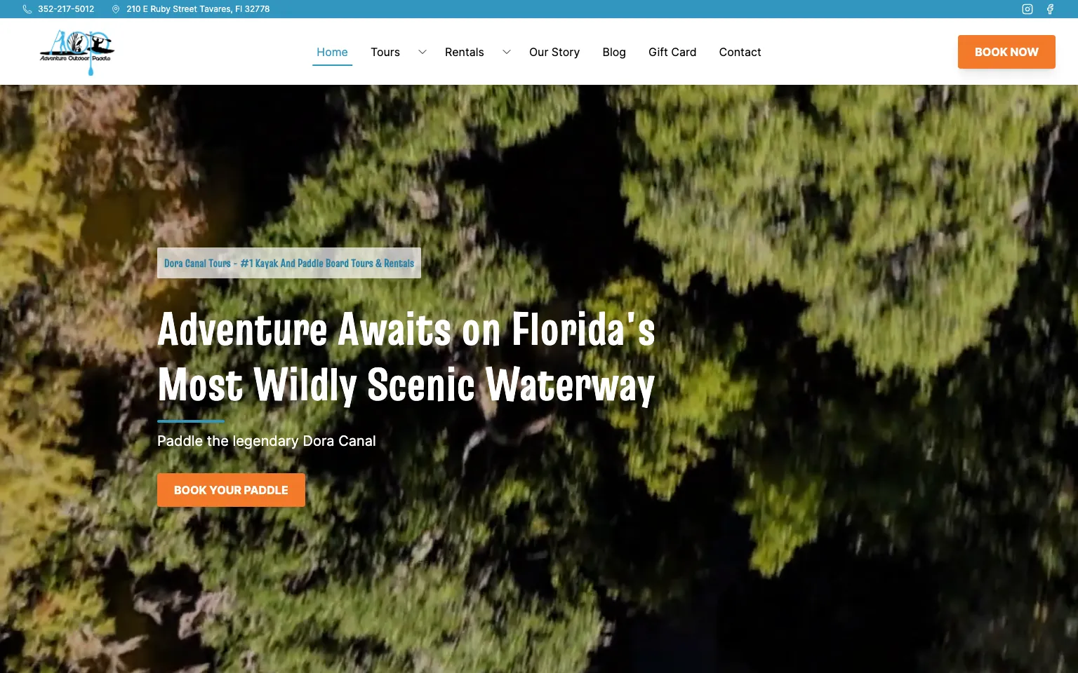 Adventure Outdoor Paddle website screenshot