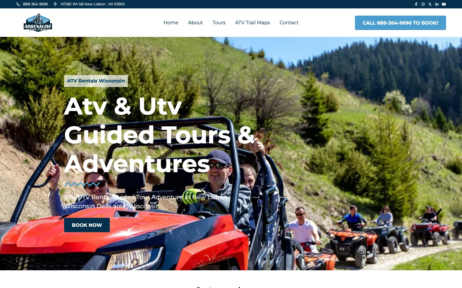 ATV UTV Rentals website screenshot
