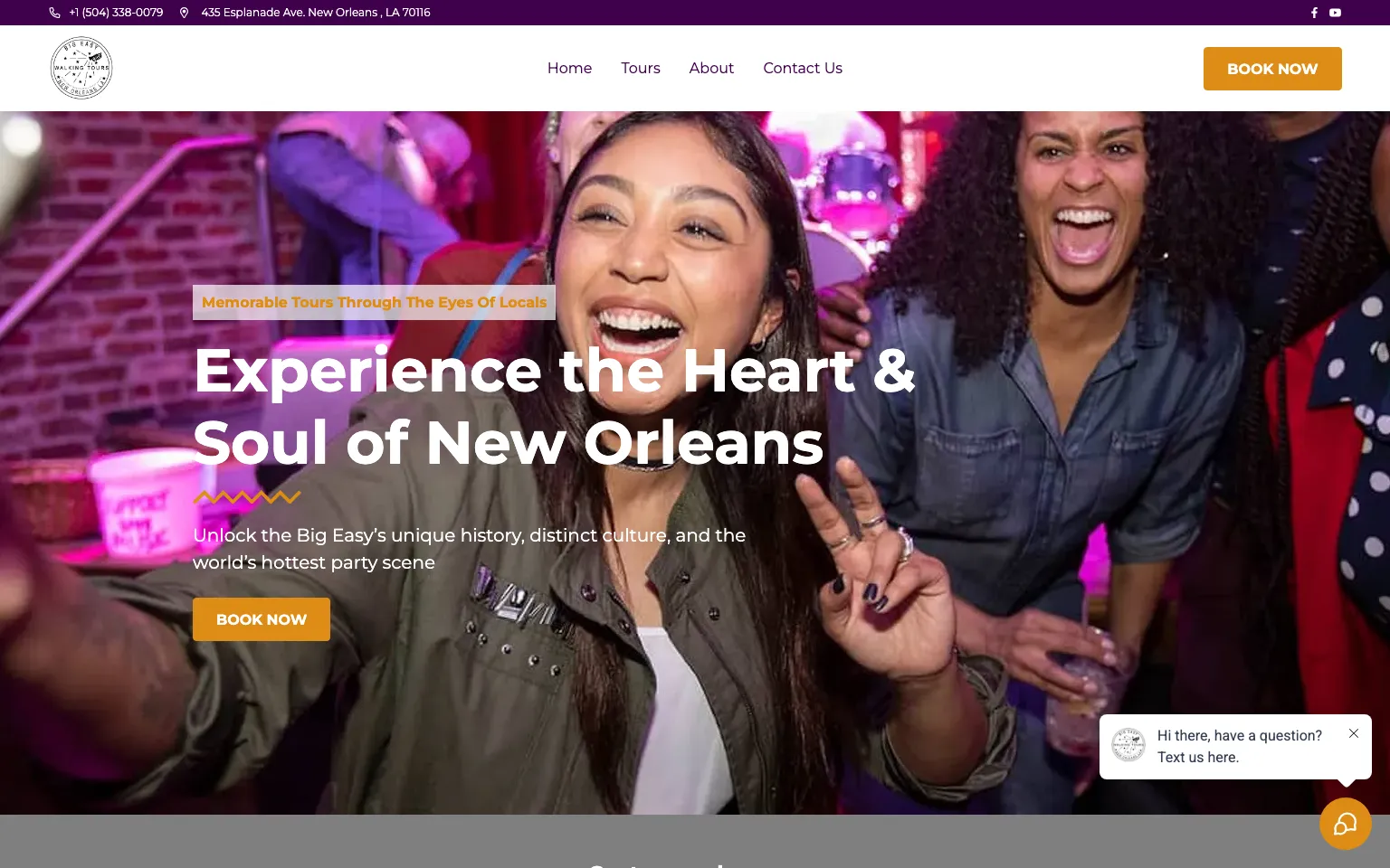 Big Easy Walking Tours website screenshot