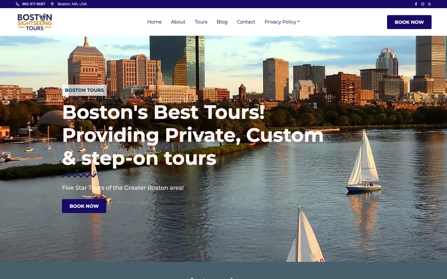 Boston Sightseeing Tours website screenshot
