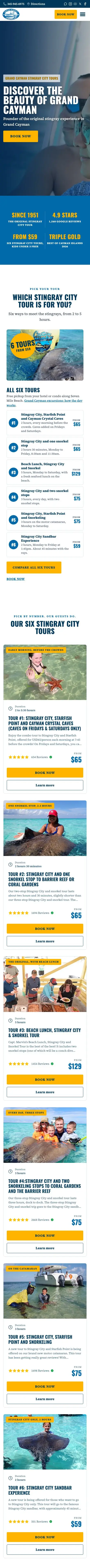 The Captain Marvin's home page on a phone