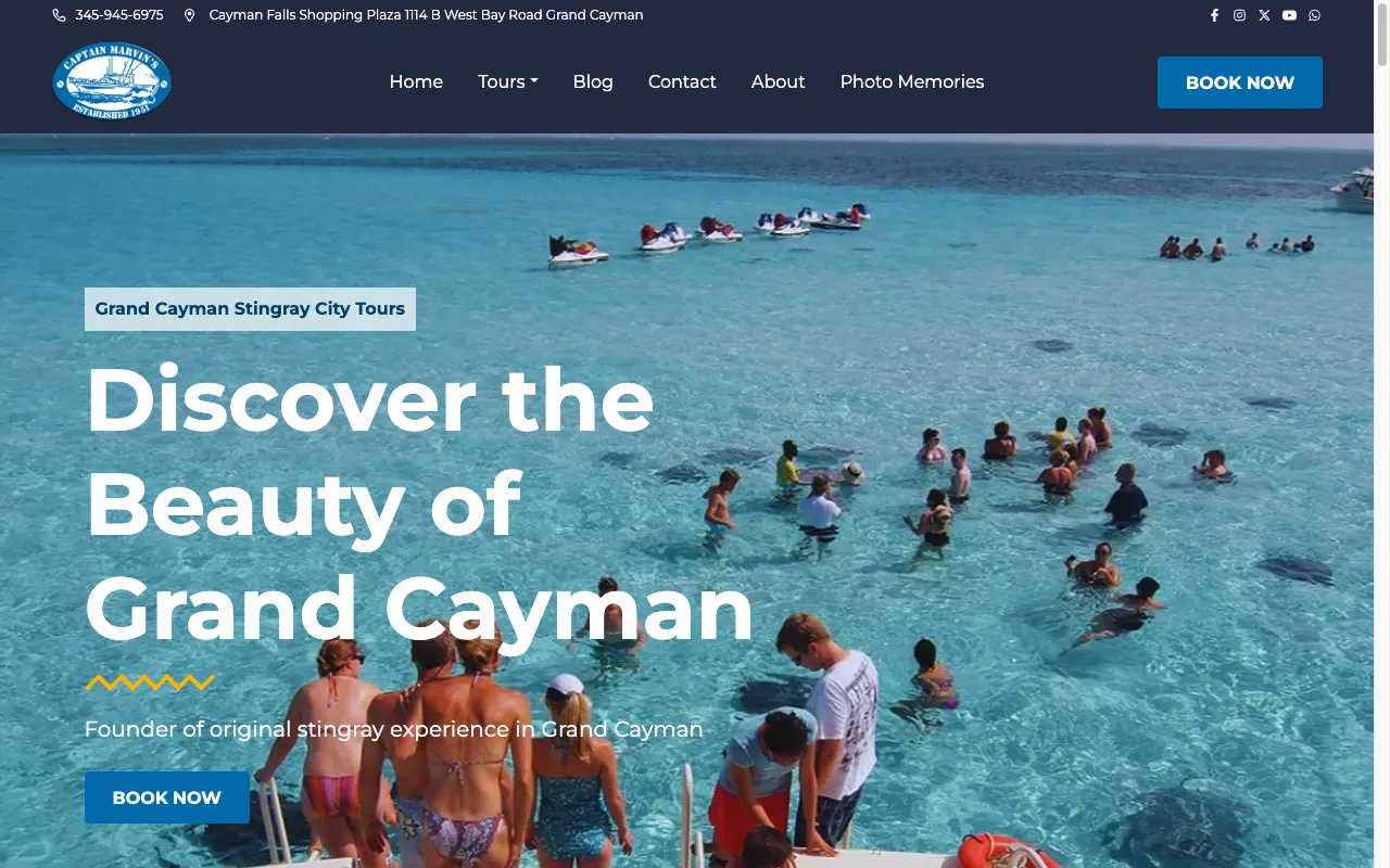 Captain Marvin's Watersports website screenshot