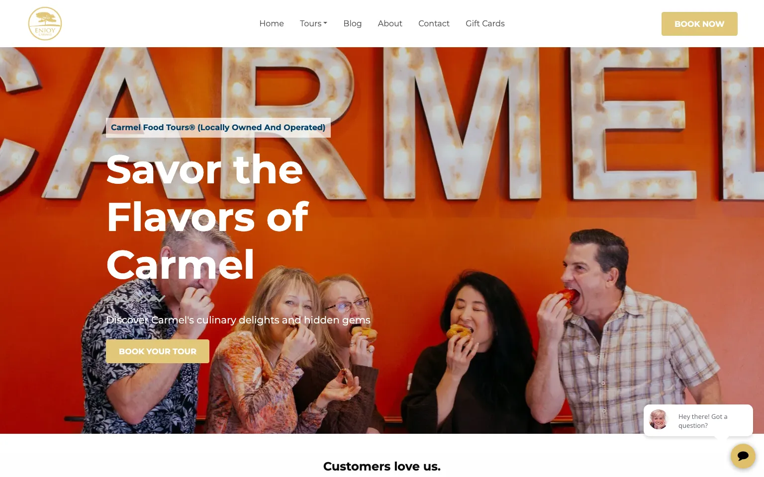 Carmel Food Tours website built on Gondola