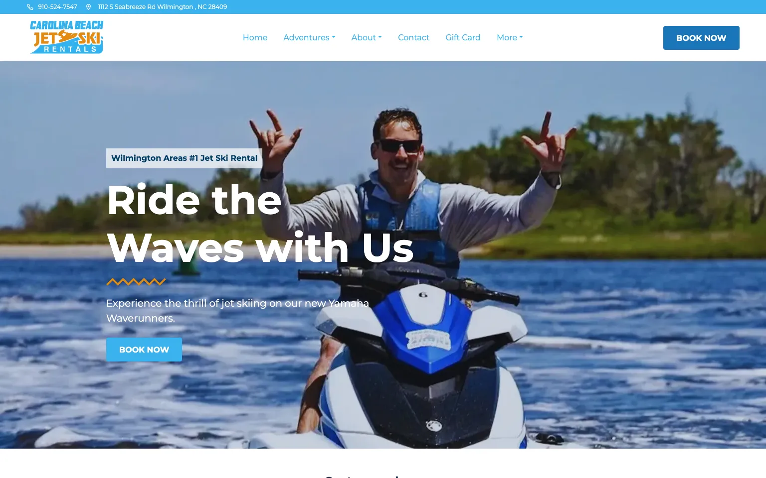 Carolina Beach Jet Ski Rentals website screenshot