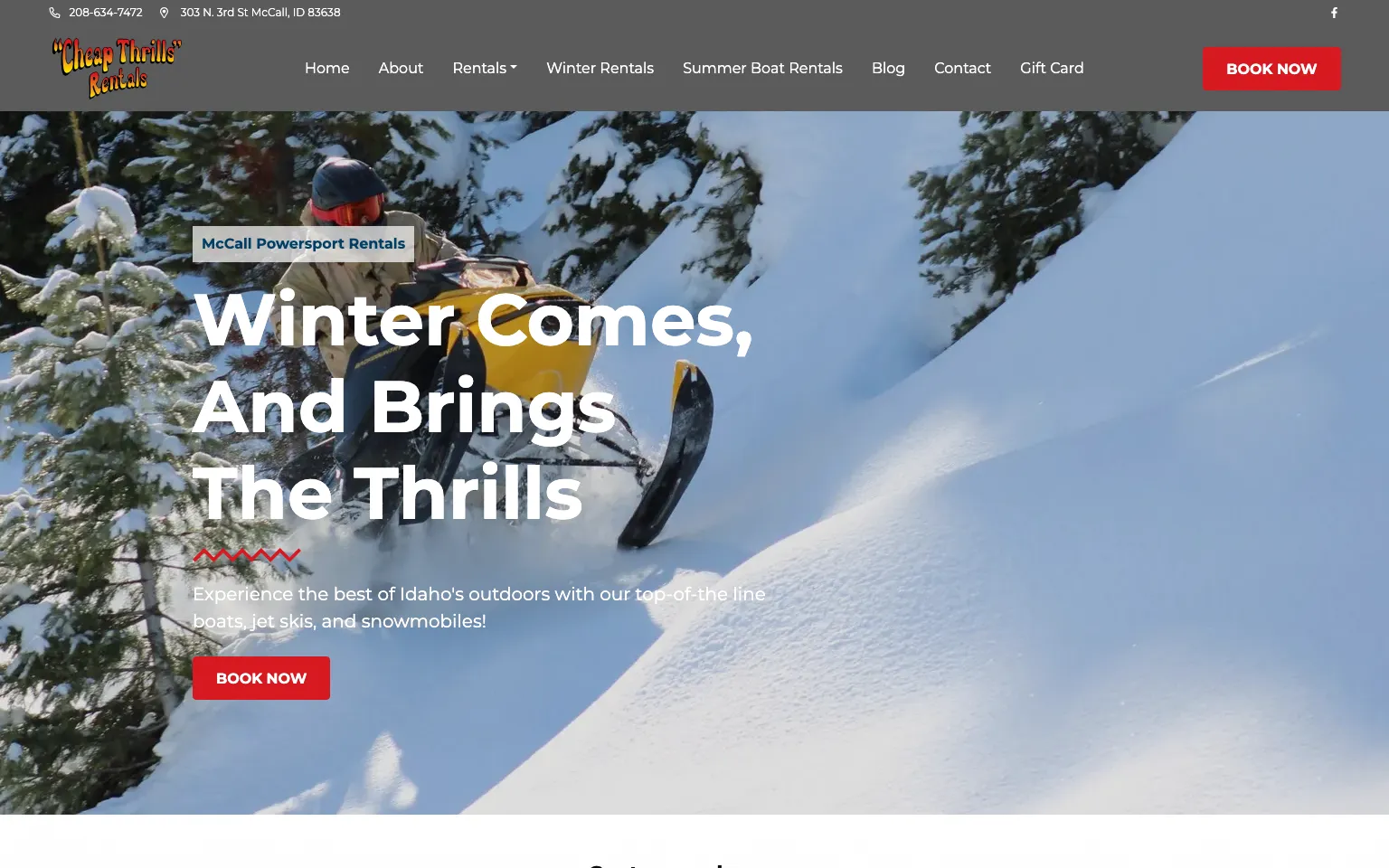 Cheap Thrills Rentals website screenshot