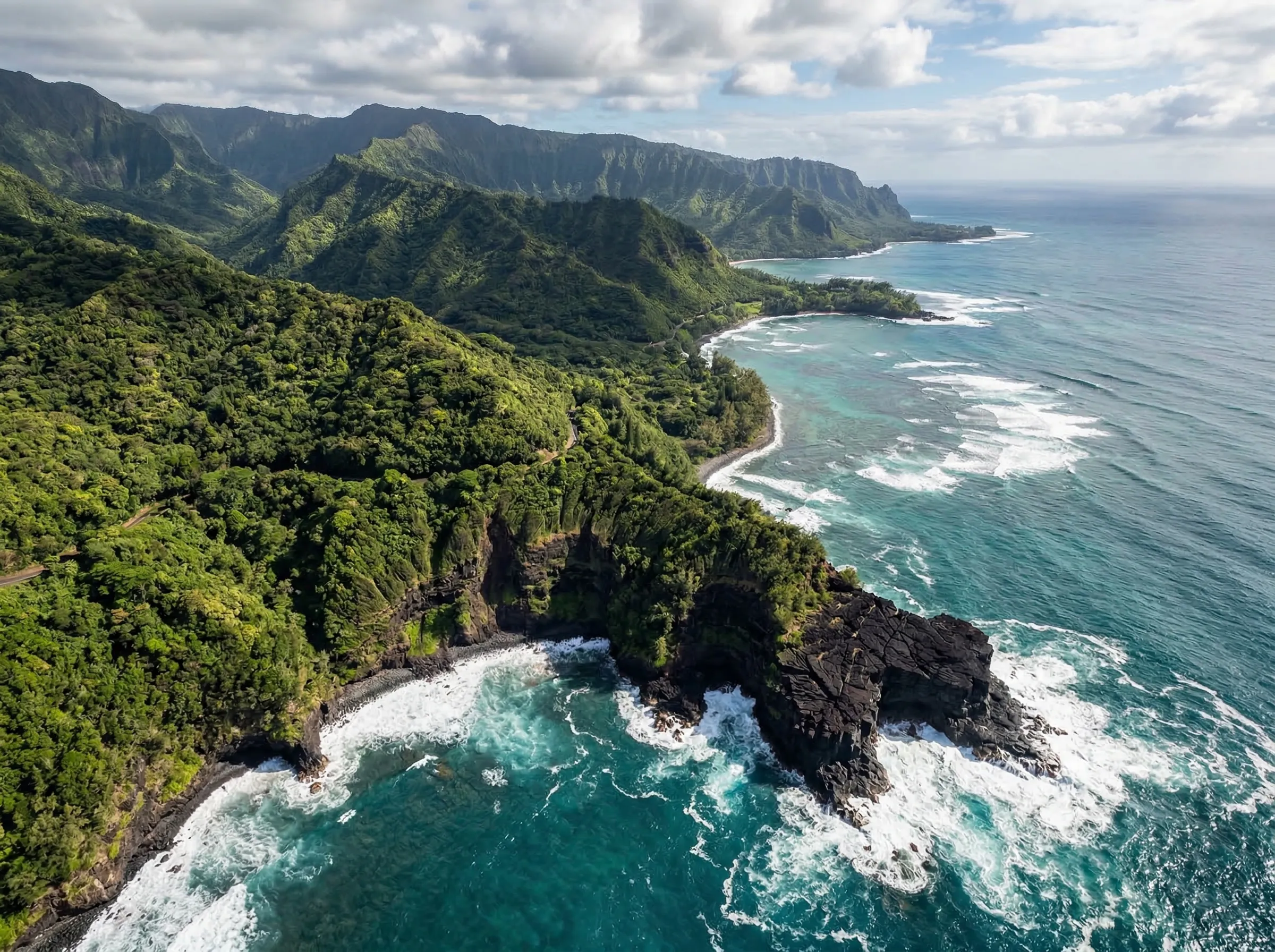 Scenic aerial view from a helicopter tour over coastline cliffs