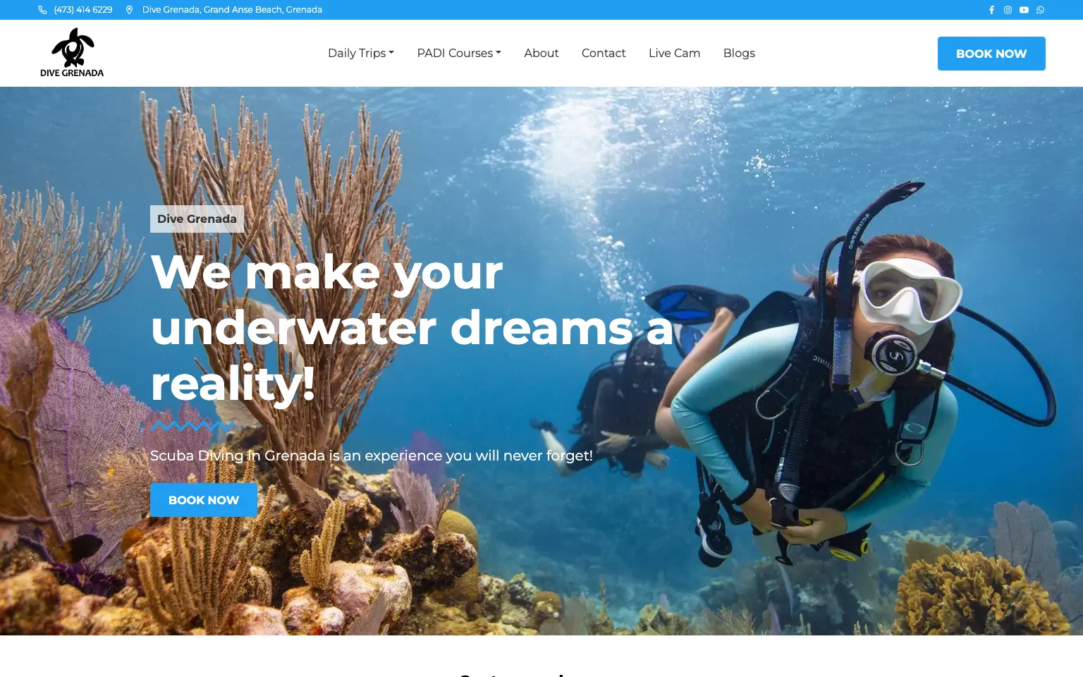 Dive Grenada website screenshot