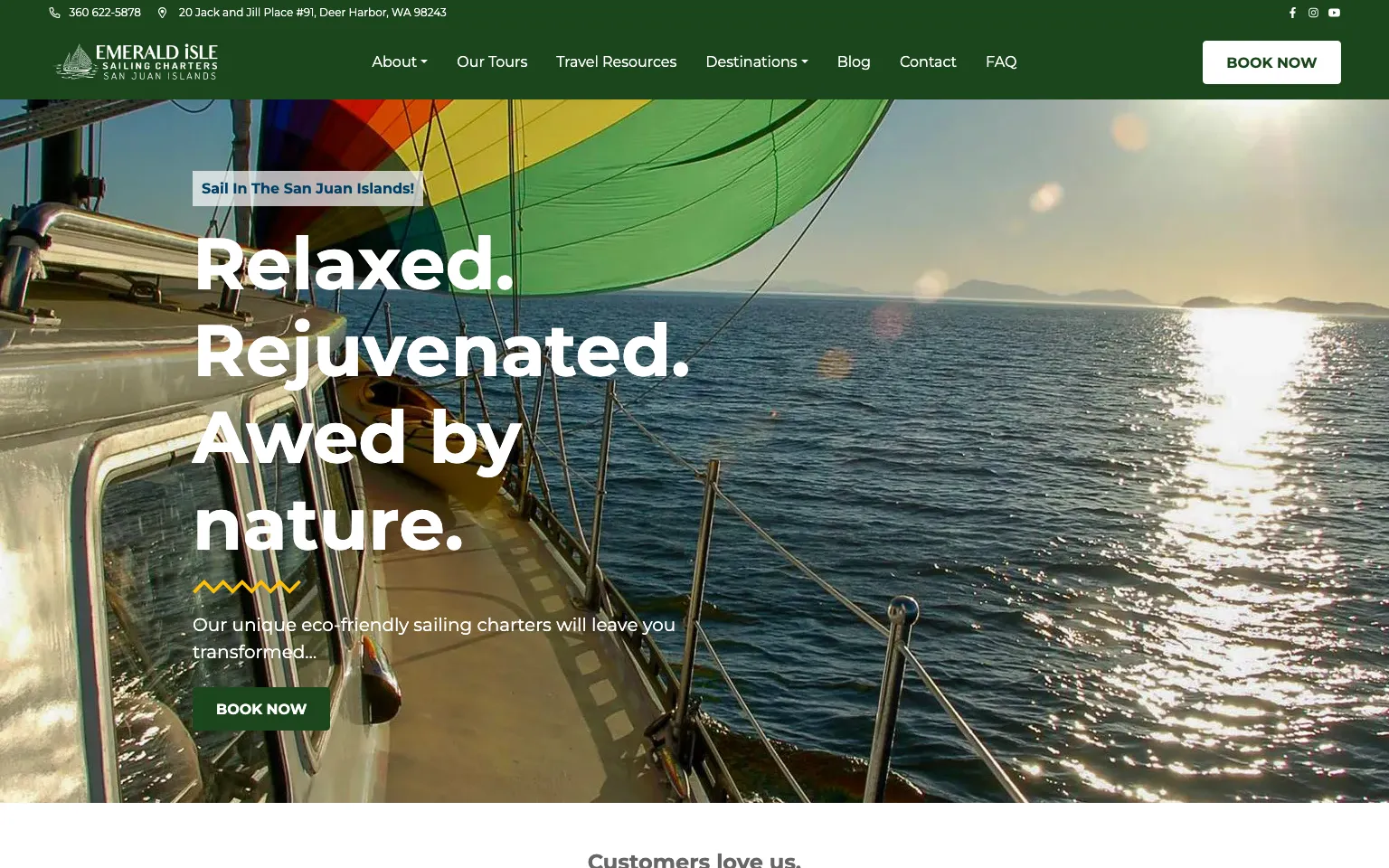 Emerald Isle Sailing Charters website screenshot