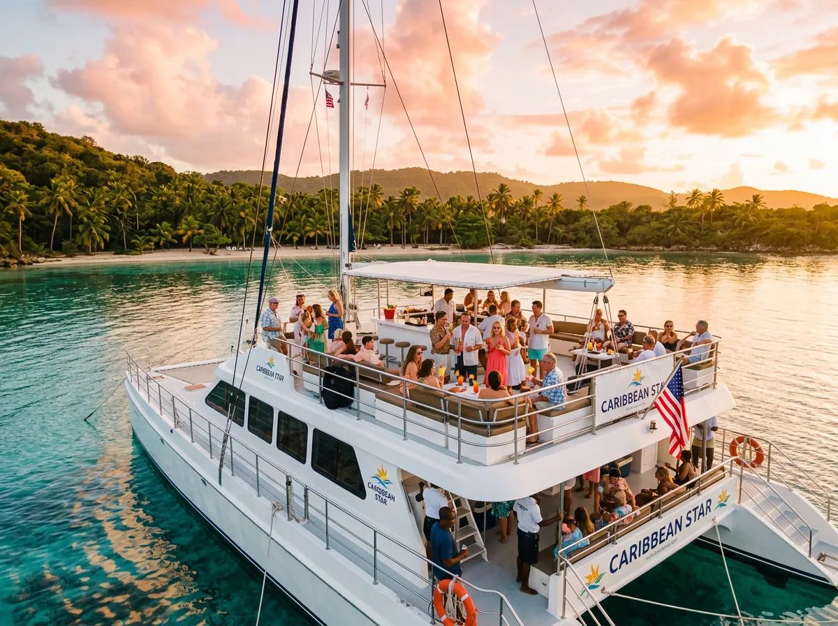 Catamaran sunset cruise in the Caribbean