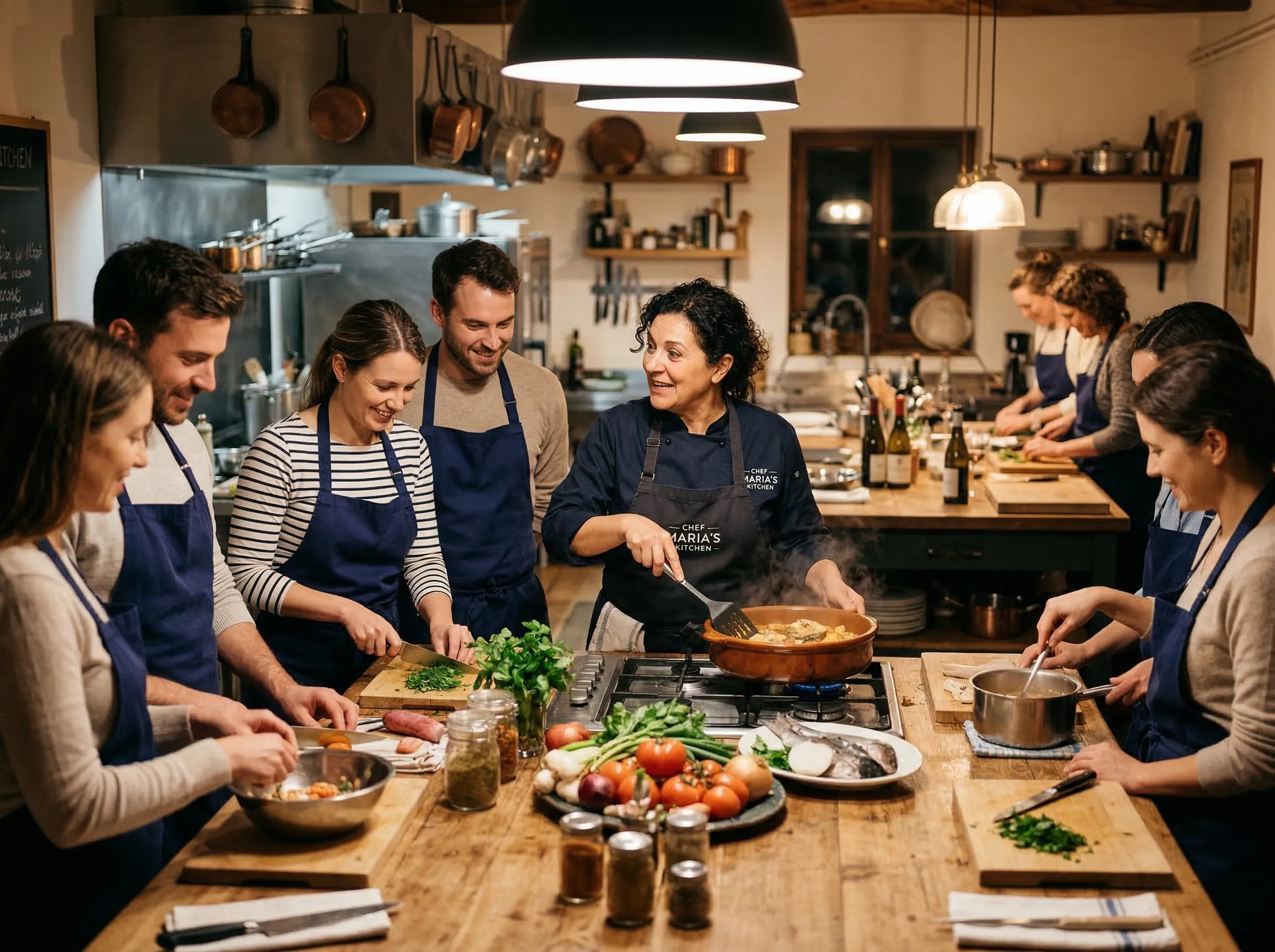 Professional chef leading a hands-on cooking class