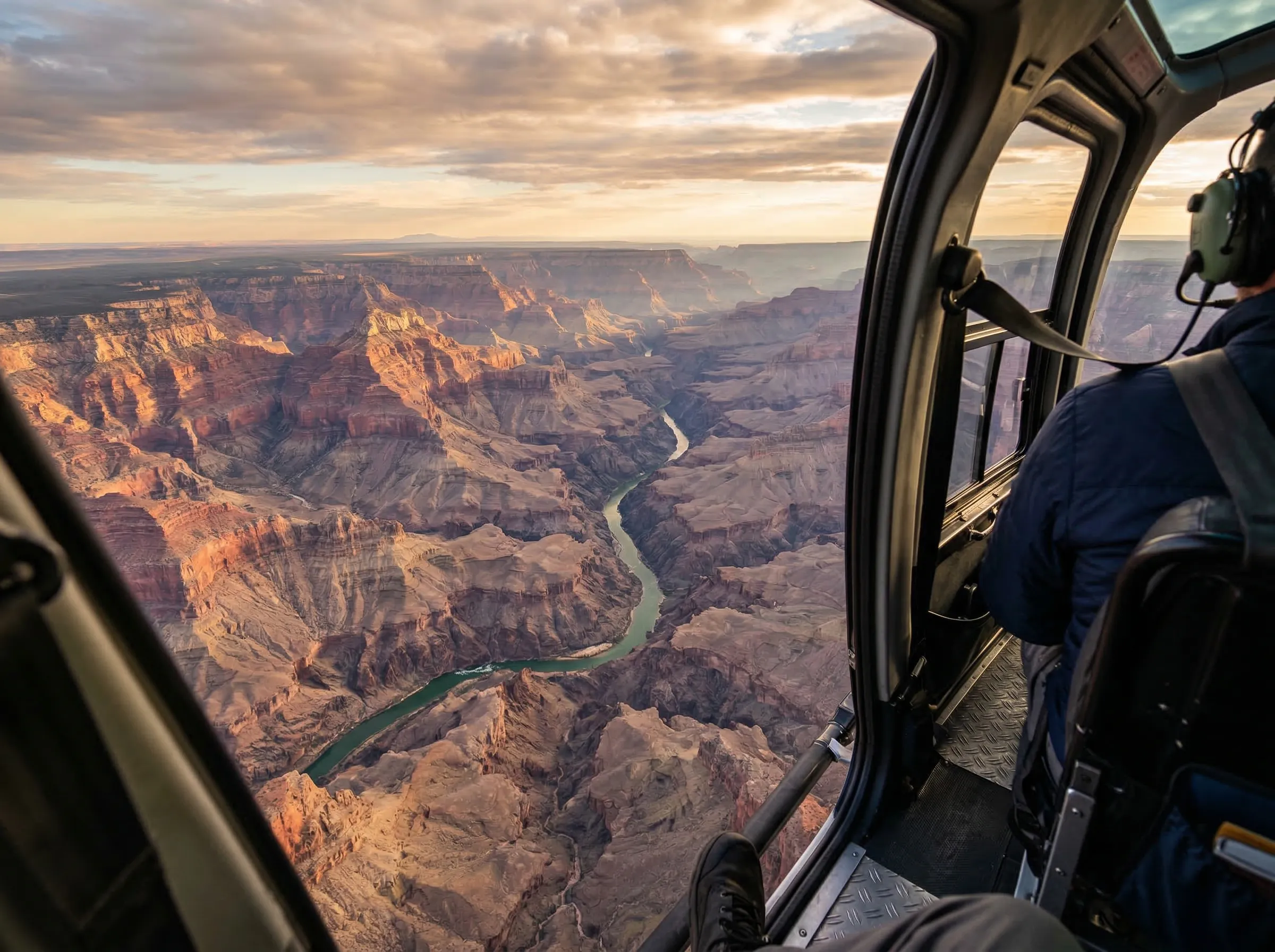Spectacular aerial view of the Grand Canyon from a helicopter