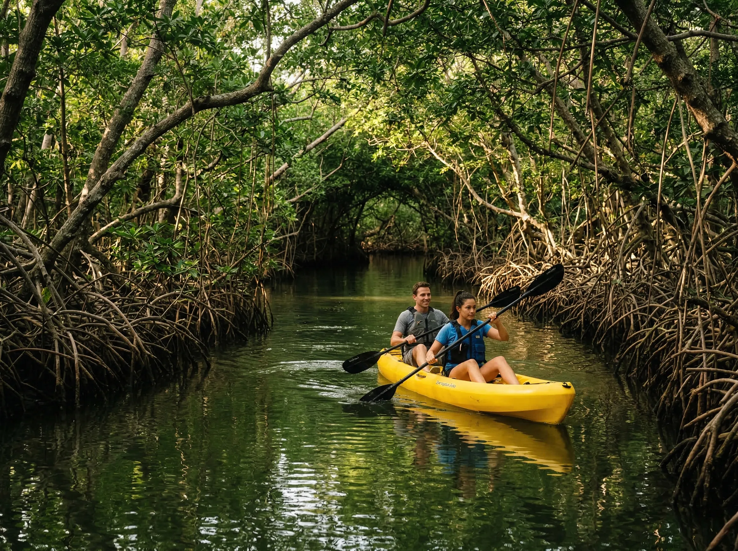 Kayaking through a magical mangrove tunnel