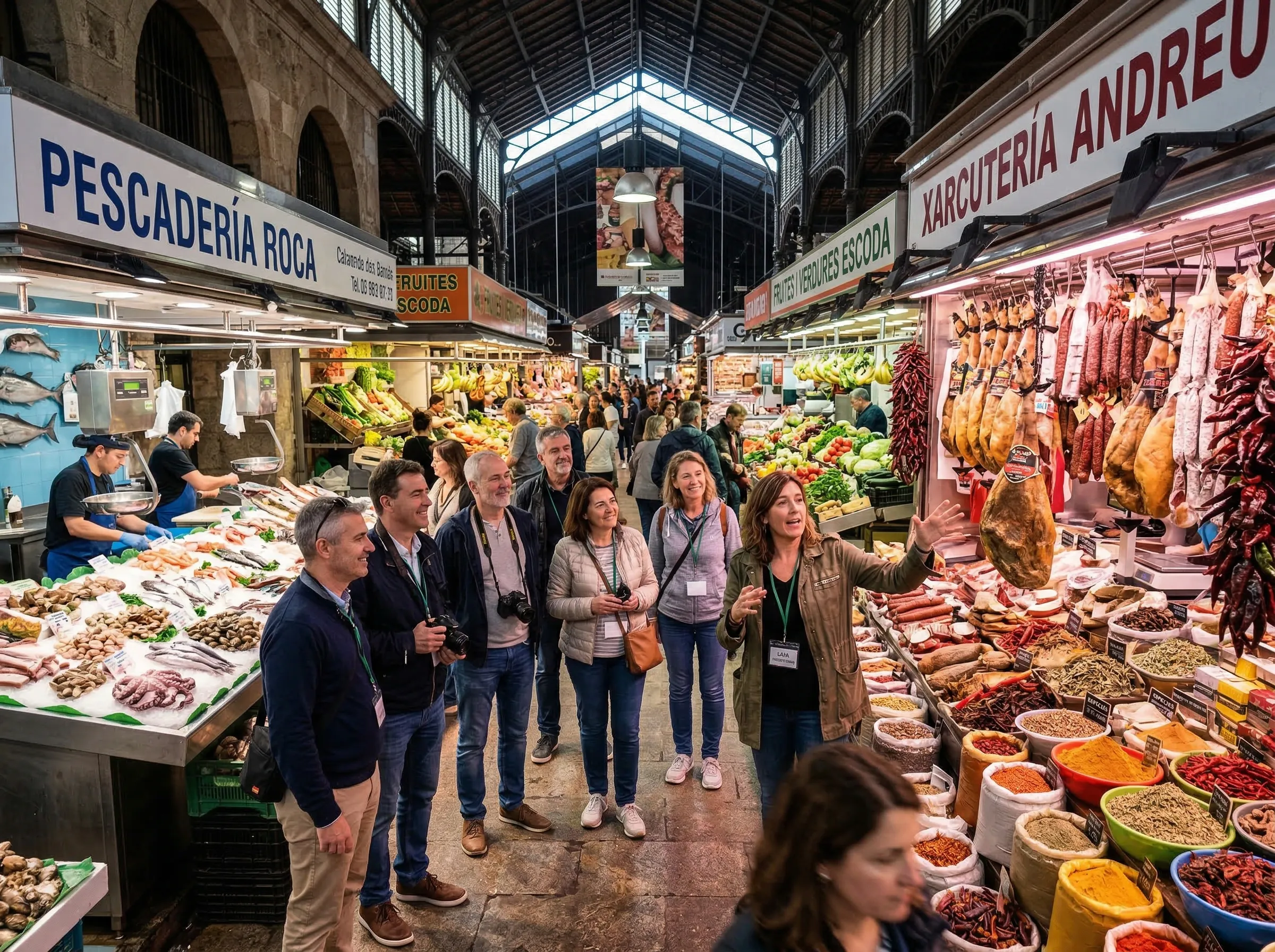 Guided tour through a vibrant indoor food market
