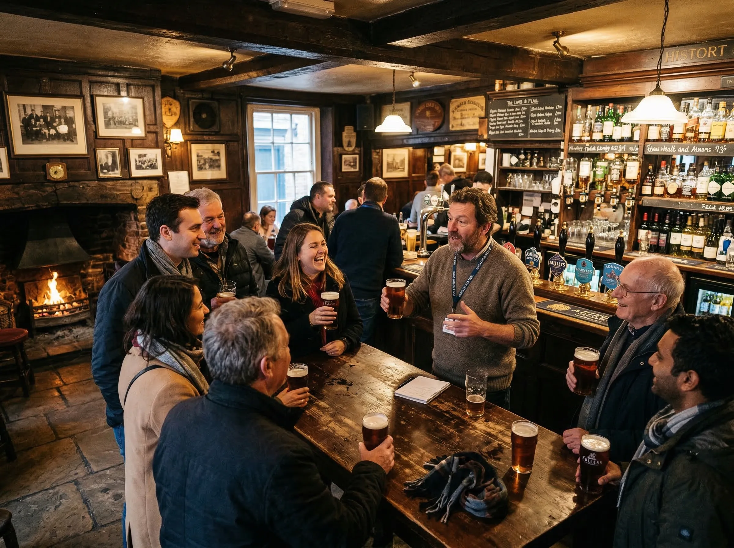 Historic pub walking tour in a centuries-old pub