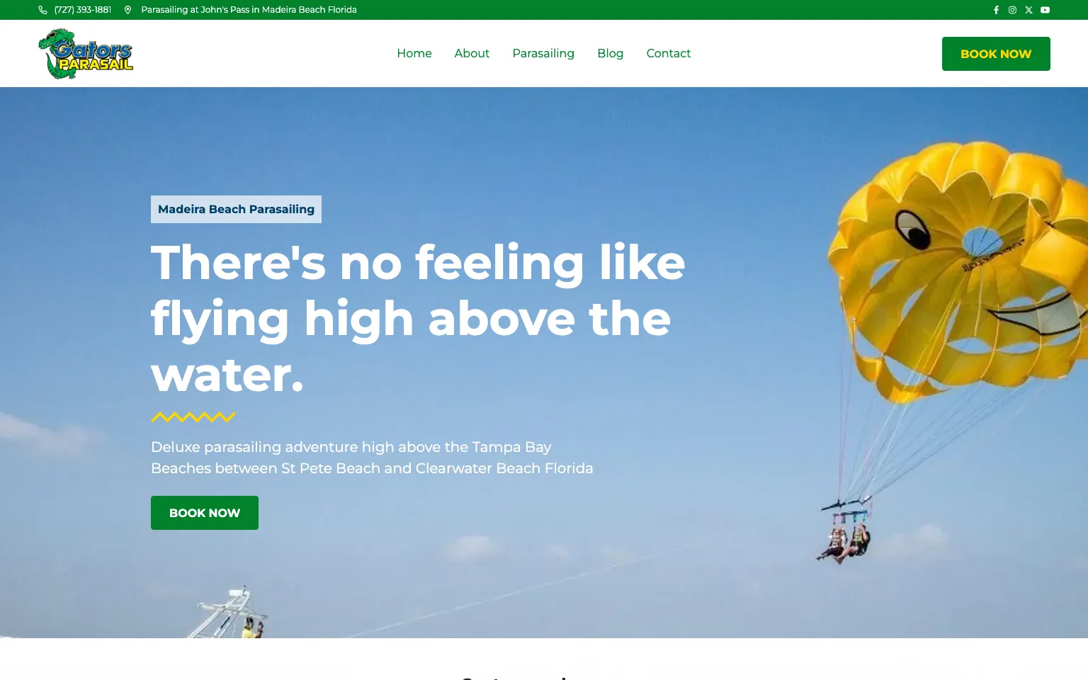 Gator Parasail website screenshot