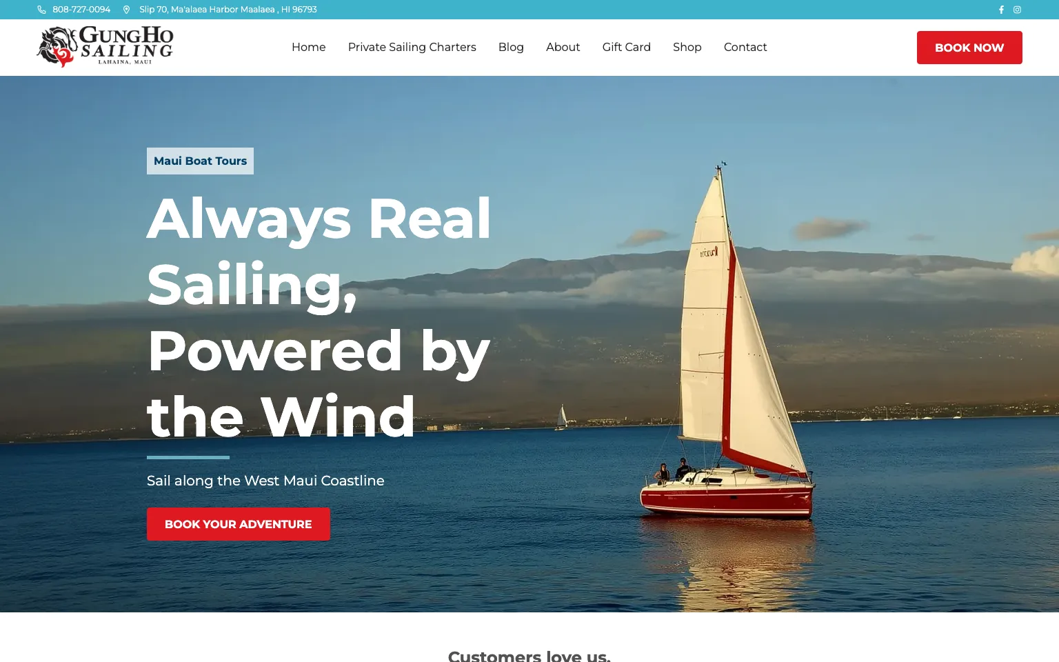 GungHo Sailing website screenshot