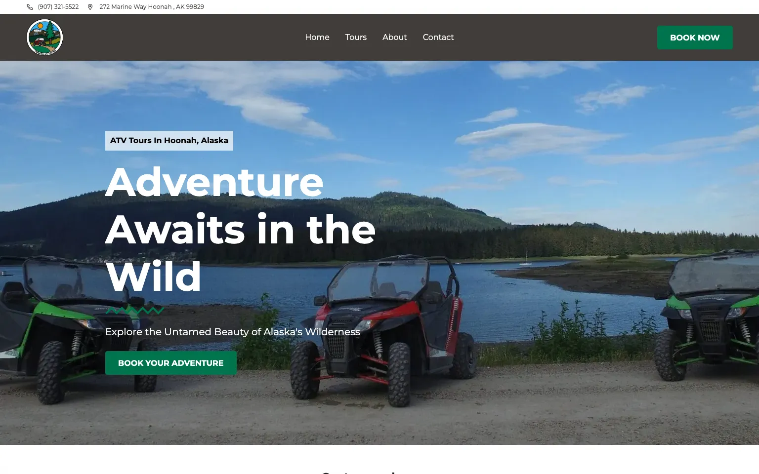 Hoonah ATV Tours website screenshot