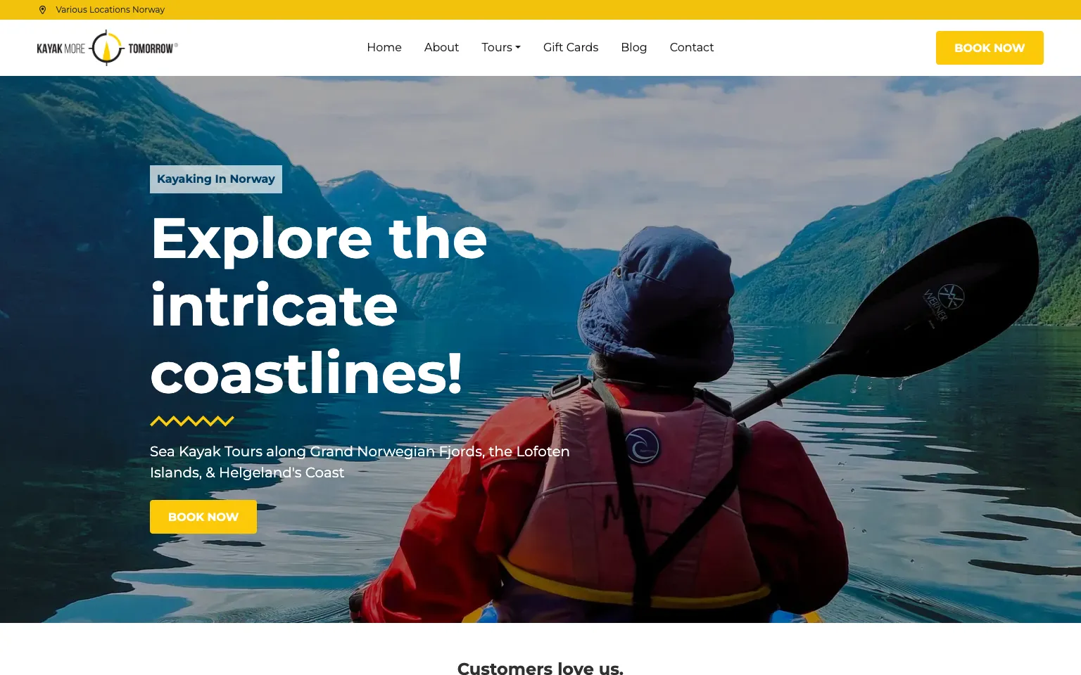 Kayak More Tomorrow website screenshot