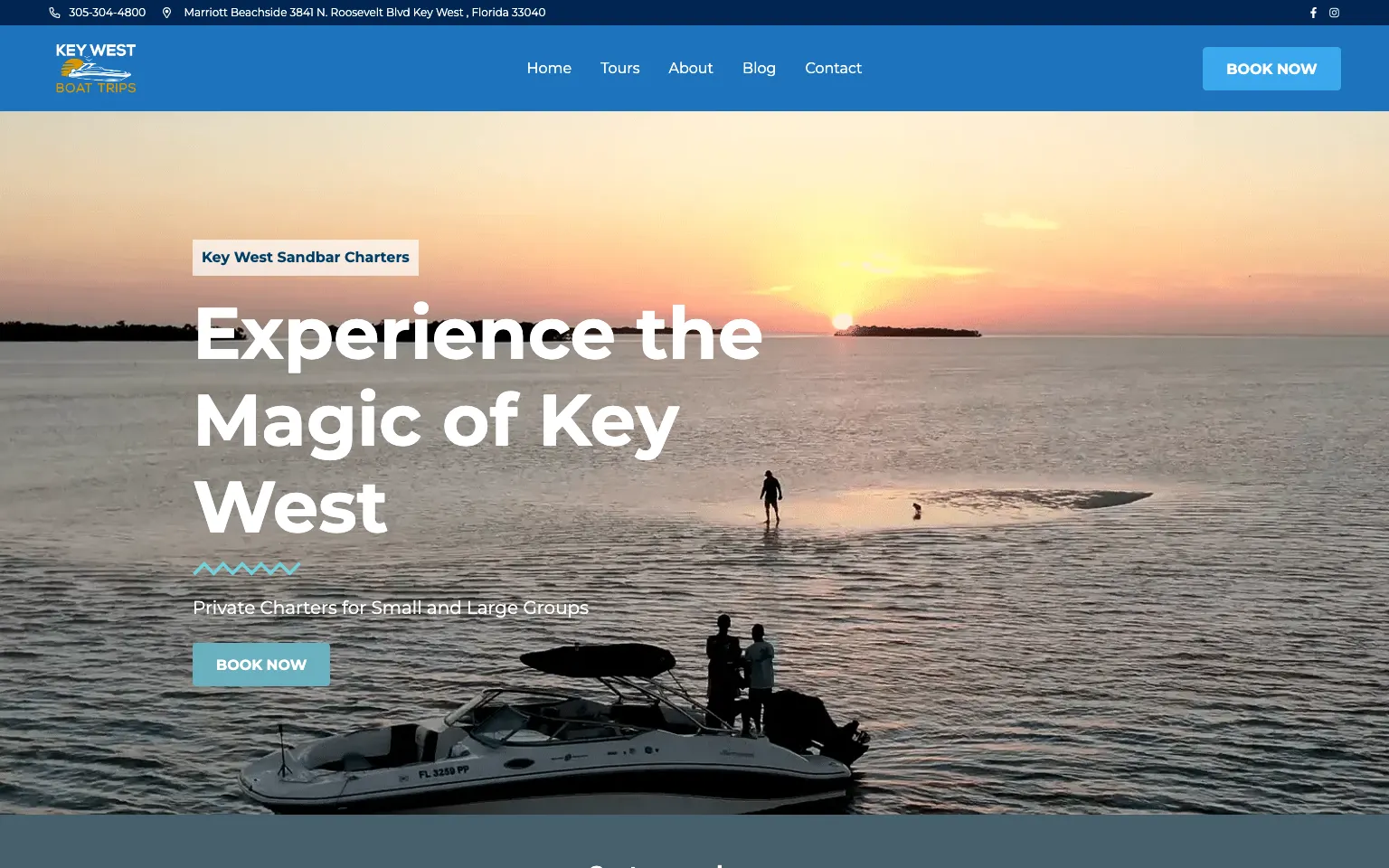 Key West Sandbar Tour website screenshot