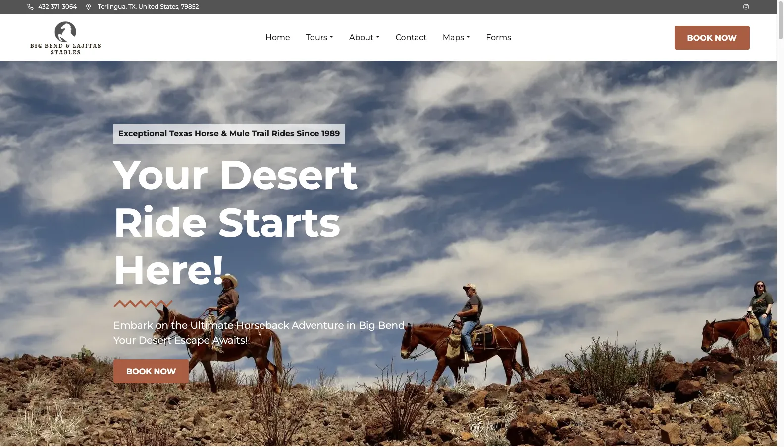 Big Bend & Lajitas Stables website screenshot