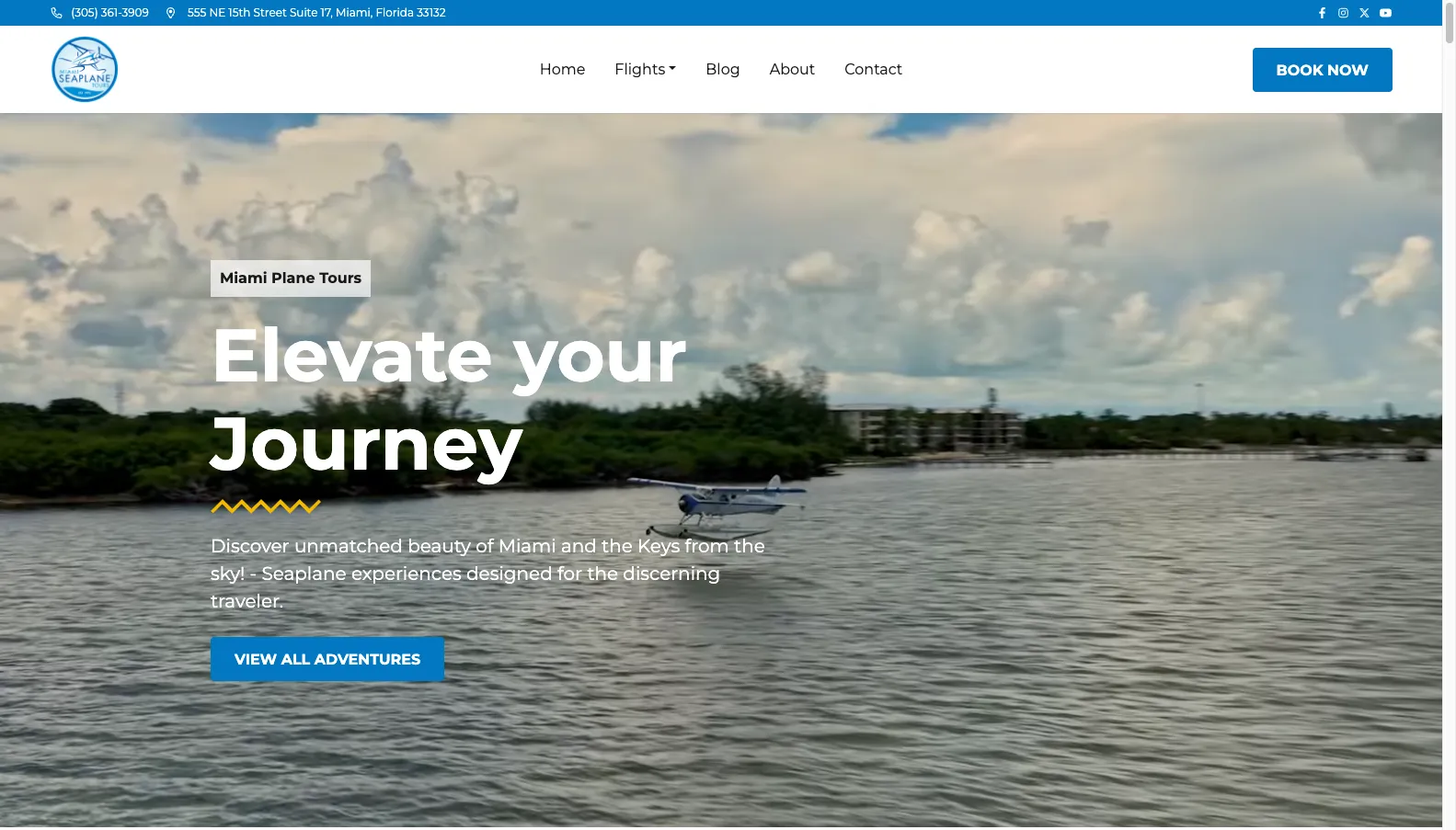 Miami Seaplane Tours website screenshot
