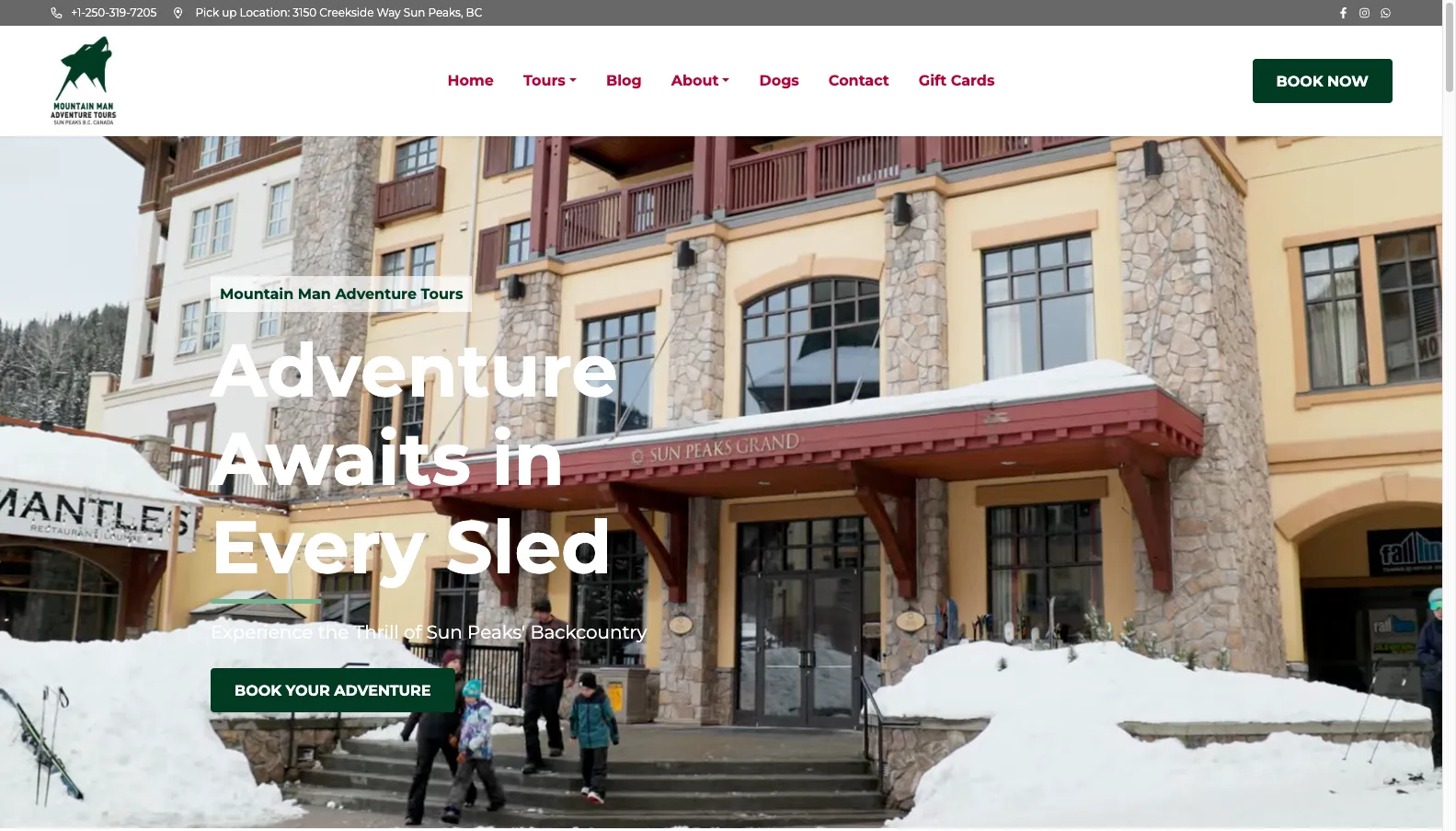 Mountain Man Adventure Tours website screenshot