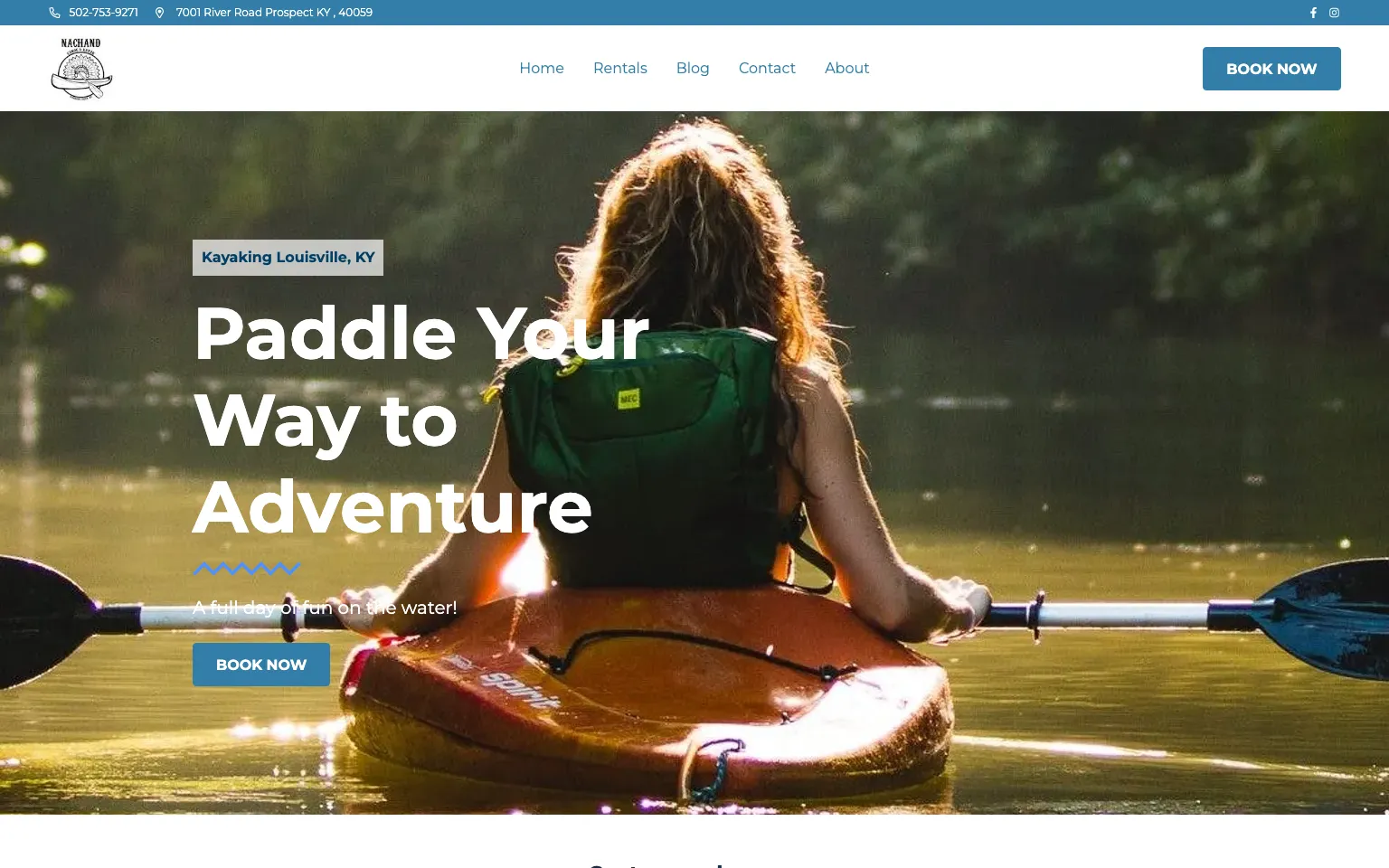 Nachand Canoe & Kayak Rentals website screenshot