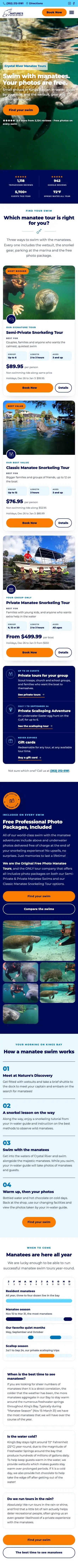 The Nature's Discovery home page on a phone