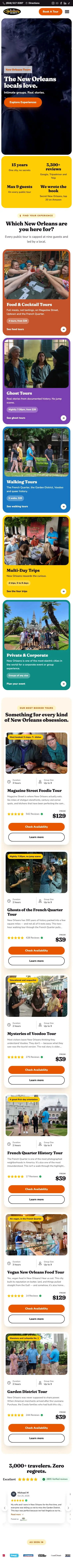 The New Orleans Secrets home page on a phone