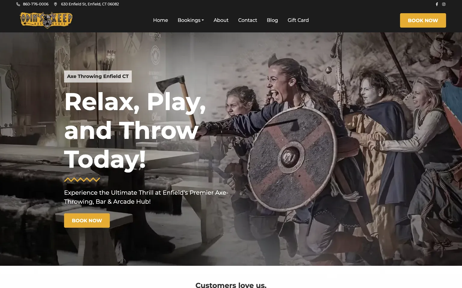 Odin's Keep Axe House website screenshot