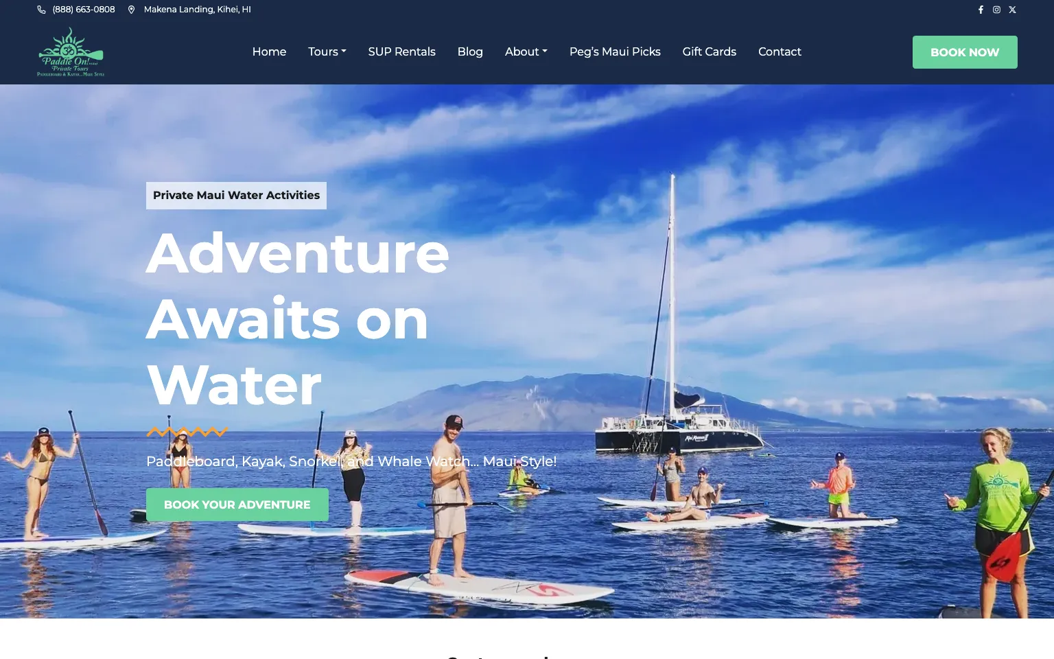 Paddle On! Maui website screenshot