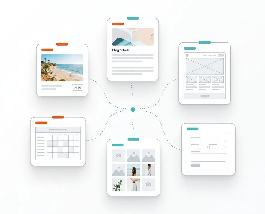All your content in one place — tours, blog posts, web pages, and forms managed from a single dashboard