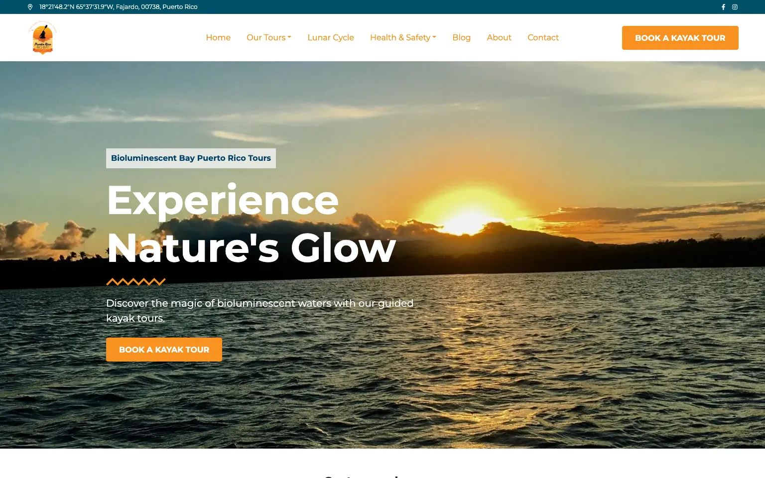 Puerto Rico Bio Bay Tours website screenshot