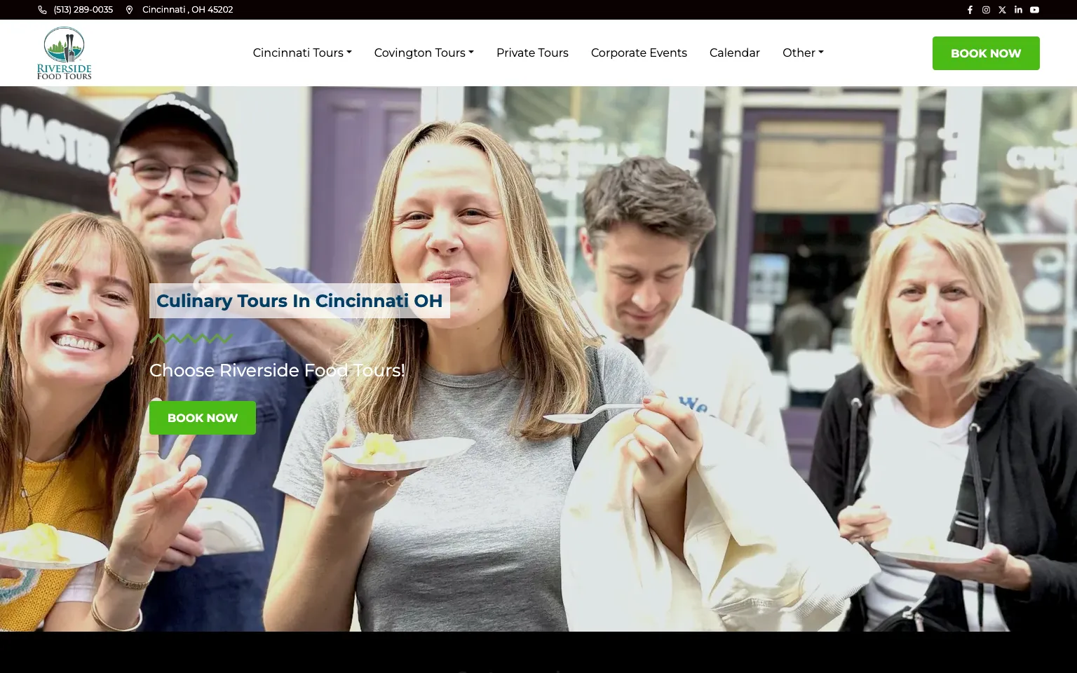 Riverside Food Tours website screenshot