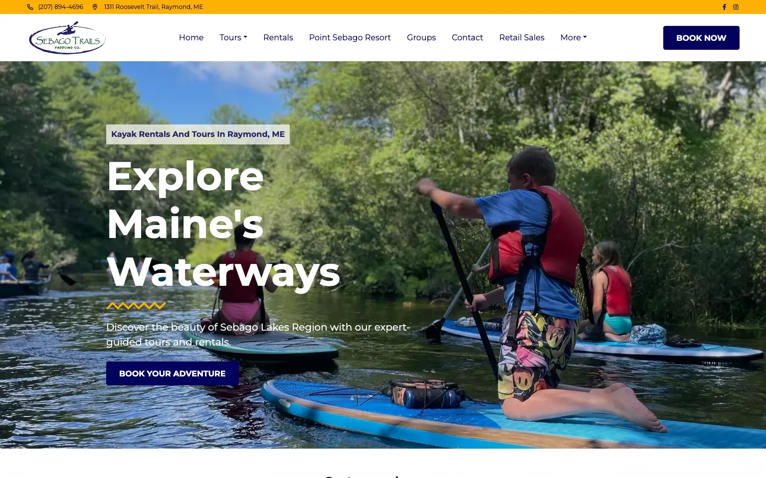 Sebago Trails Paddling Co. website screenshot