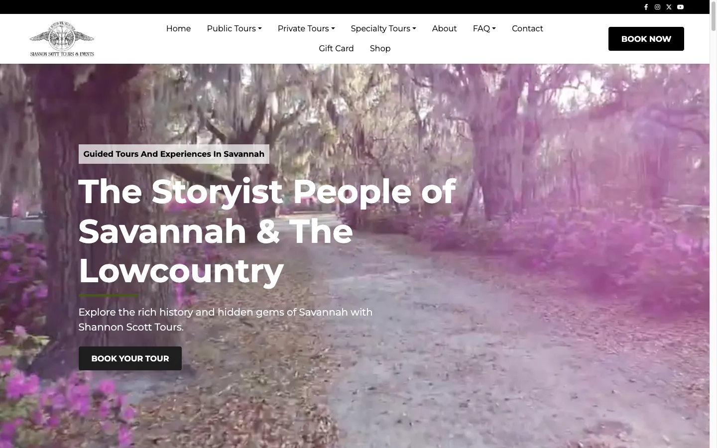 Shannon Scott Tours website screenshot