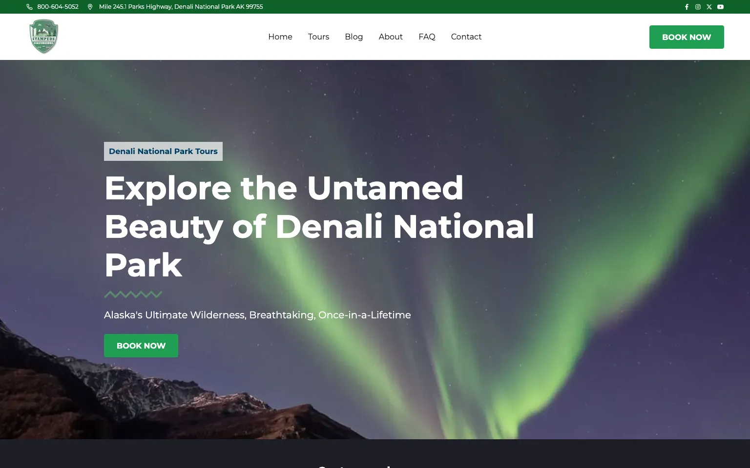 Stampede Excursions website screenshot