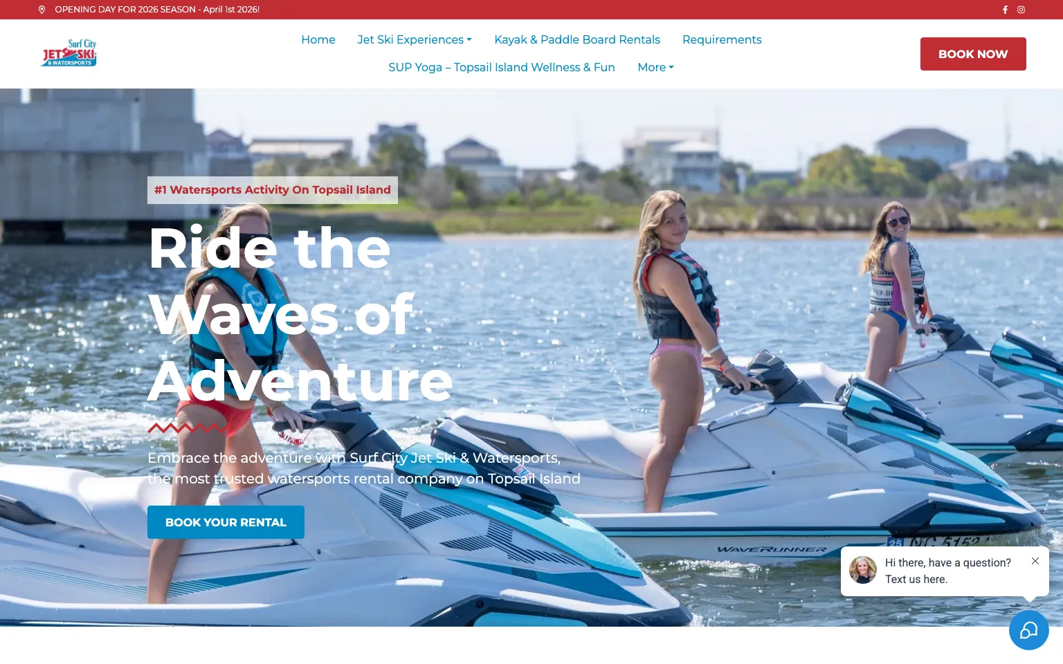 Surf City Jet Ski & Watersports website screenshot