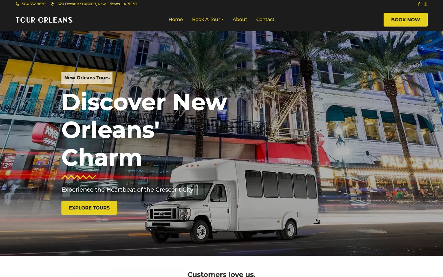 Tour Orleans website screenshot