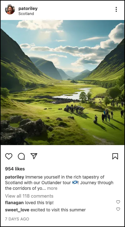 Echo Social AI generated Instagram post — Scotland highlands tour