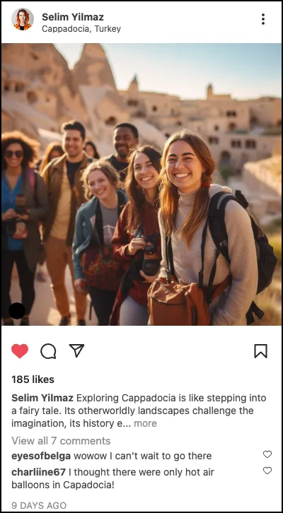 Echo Social AI generated Instagram post — travel experience