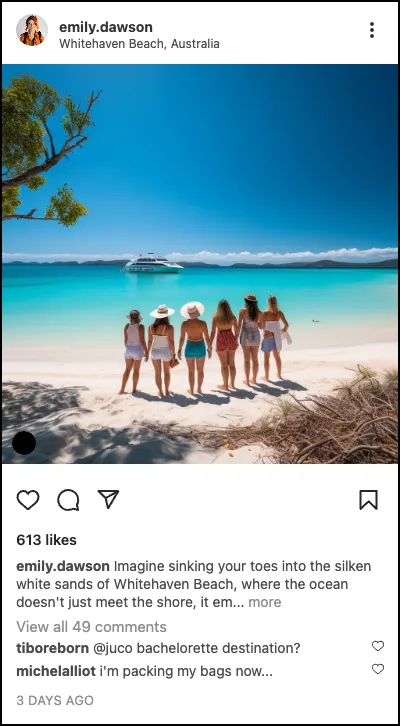 Echo Social AI generated Instagram post — adventure tour
