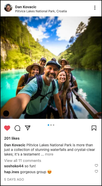 Echo Social AI generated Instagram post — tour experience