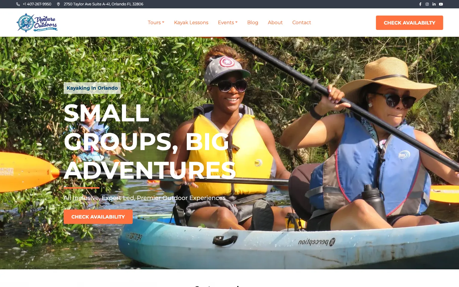 Venture Outdoors Florida website screenshot